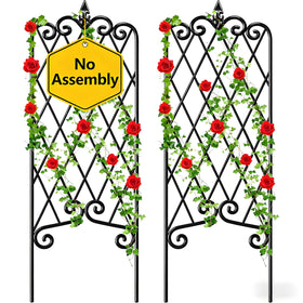 AMAGABELI Garden Trellis 47x16 iron grid supports climbing plants with sturdy vertical growth.