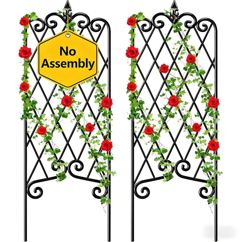 AMAGABELI Garden Trellis 47x16 iron grid supports climbing plants with sturdy vertical growth.