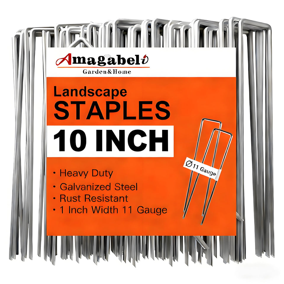 AMAGABELI landscape staples 10in galvanized for durable weed barrier anchoring