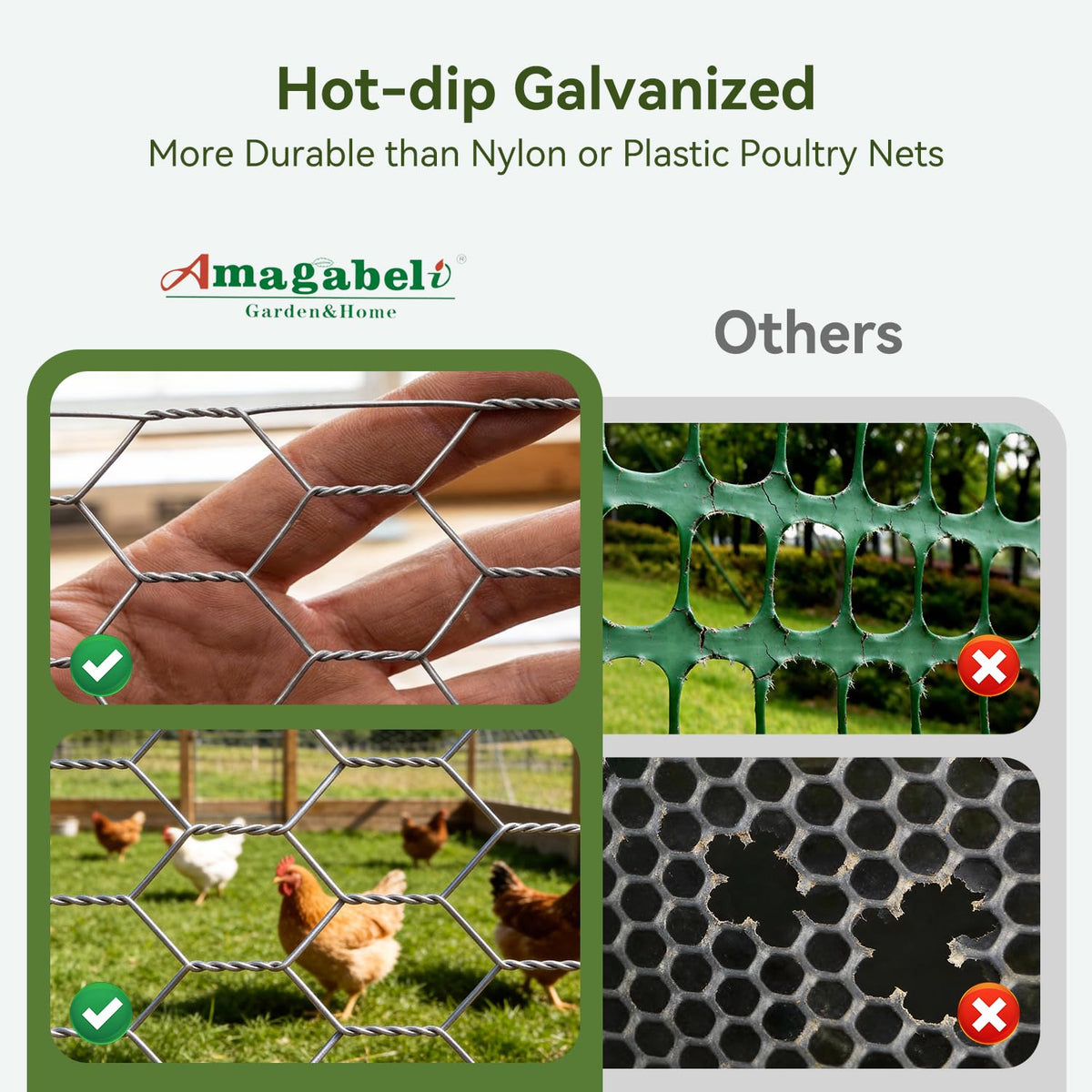 Amagabeli poultry netting ideal for garden protection and livestock containment.