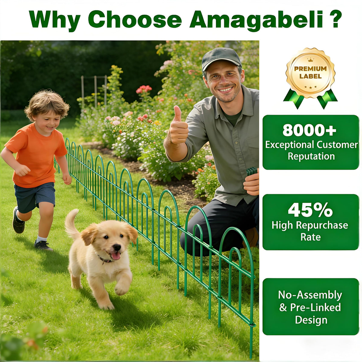 AMAGABELI Garden & Home flexible shapes fit straight, curved, and zigzag layouts.