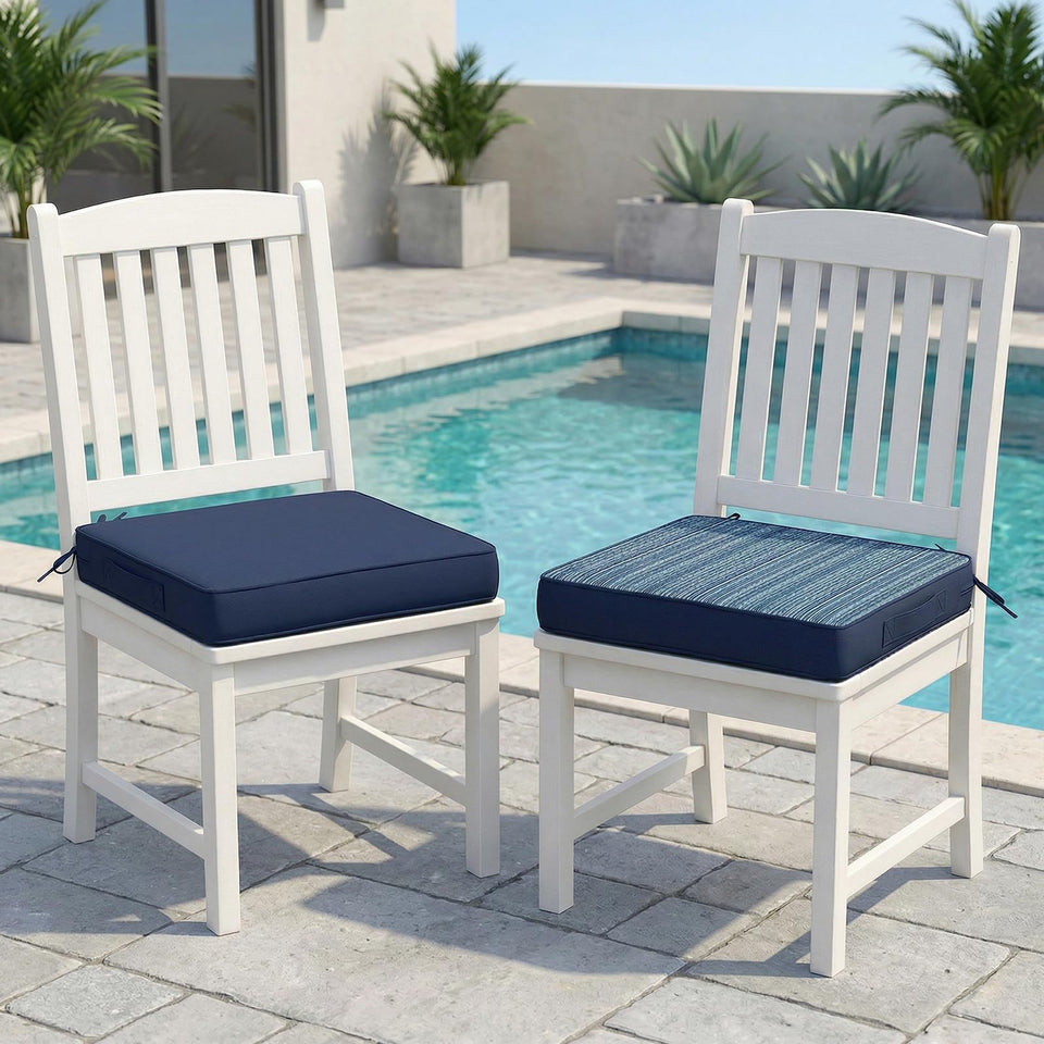 Amagenix outdoor chair cushions 2-pack in navy stripe for patio comfort.
