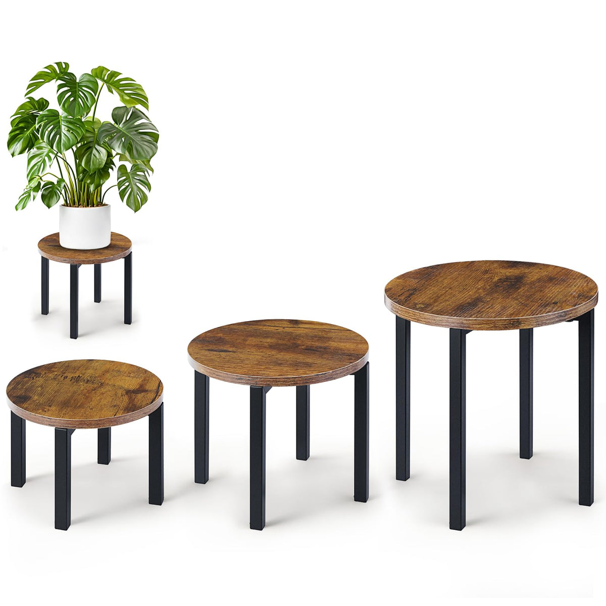 Amaoot 3-Pack plant stands layered display helps organize indoor plants neatly.