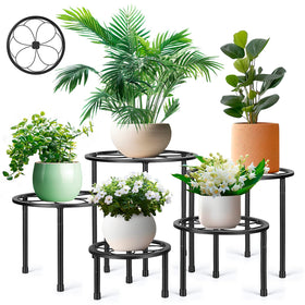 Amaoot 5-pack metal plant stand for indoor and outdoor use, sturdy display.