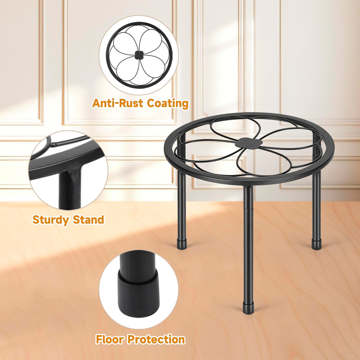 Amaoot black potted plant holder showcases modern design and practical support.