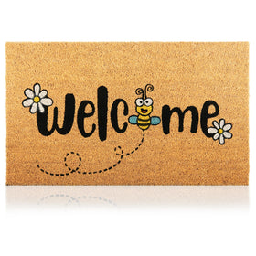 AMARU Bee 17x29 door mat with anti-slip backing for secure entry.