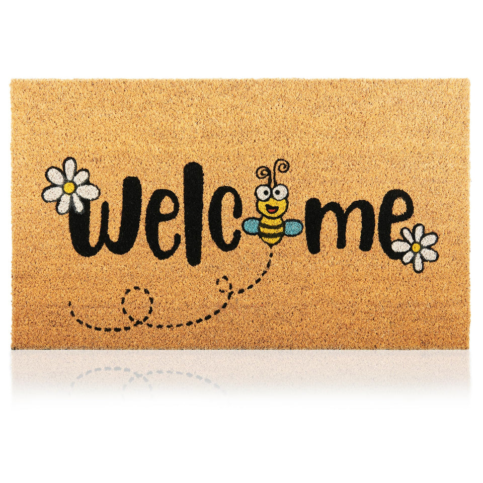 AMARU Bee 17x29 door mat with anti-slip backing for secure entry.