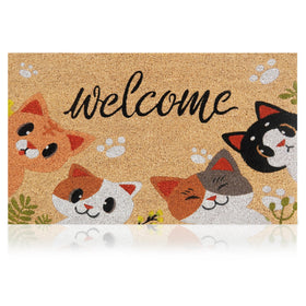 AMARU Cats 17x29 coir door mat with welcome design ideal for entryways