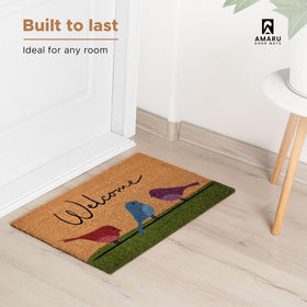 AMARU Colorful Birds 17x29 mat fits standard doors and adds natural decor