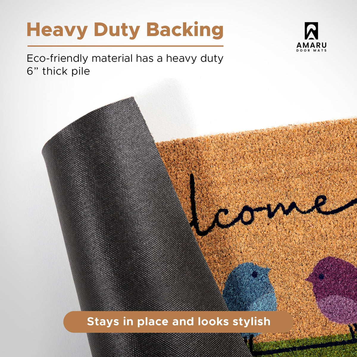 AMARU Colorful Birds anti-slip door mat reduces slipping on smooth floors
