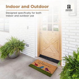 AMARU Colorful Birds front porch mat bright design welcomes guests daily