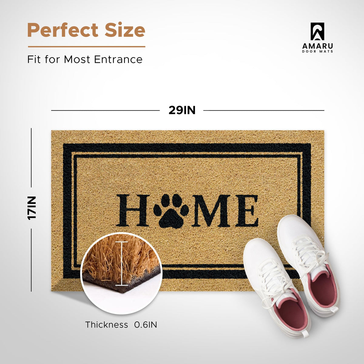 AMARU DOOR MATS Anti-slip backing provides safer steps on entryways.