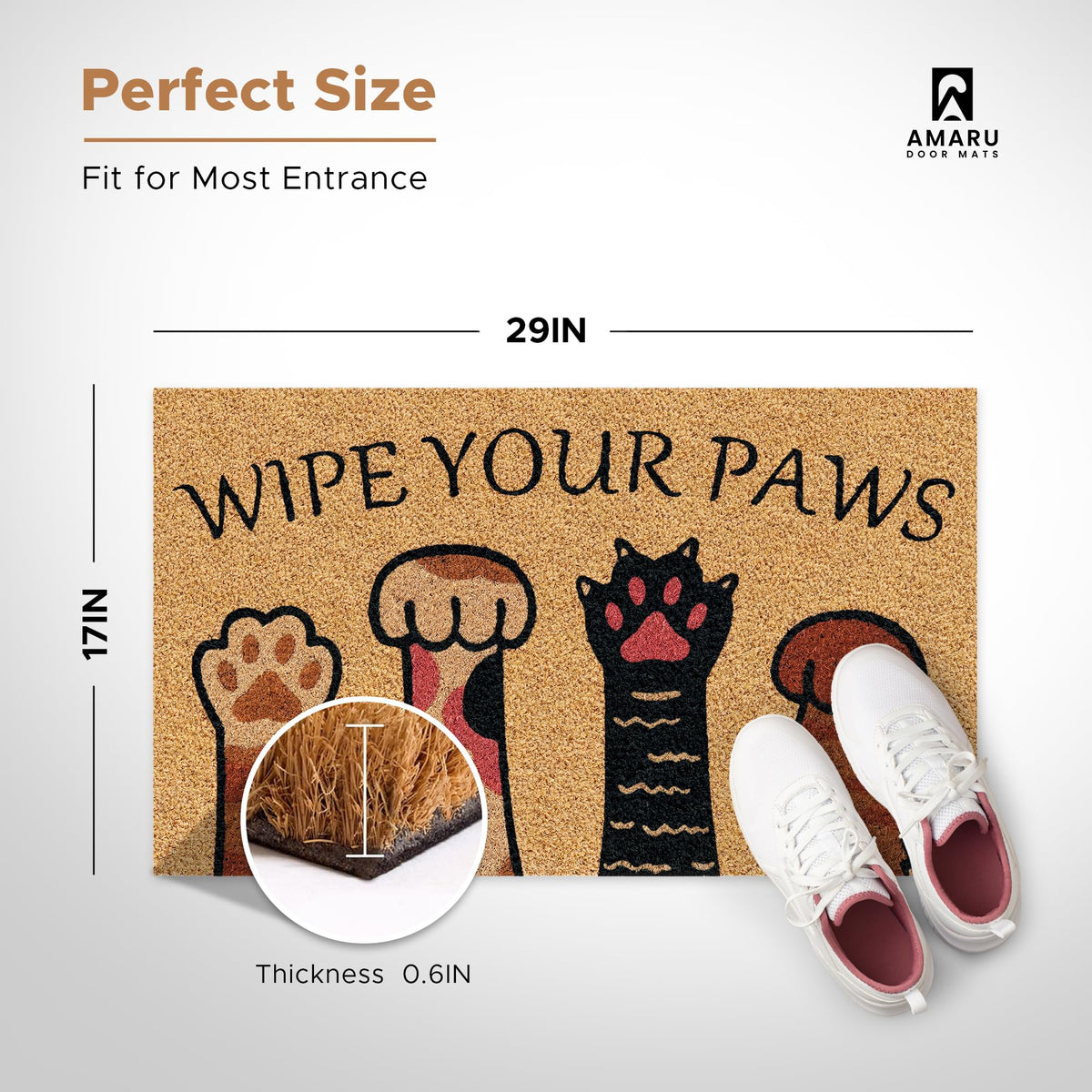 AMARU DOOR MATS coir surface texture close-up shows natural fibers and durability.