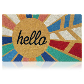 AMARU DOOR MATS Hello Colorful 17x29 front door mat enhances curb appeal and welcomes guests.