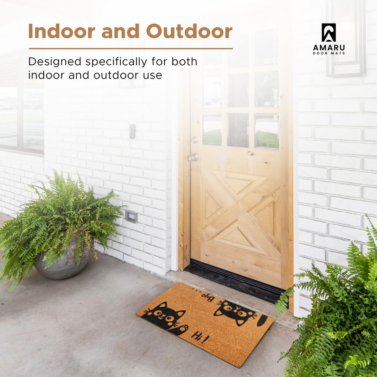 AMARU DOOR MATS Hi-Bye Cat dirt trapping surface helps reduce indoor mess.