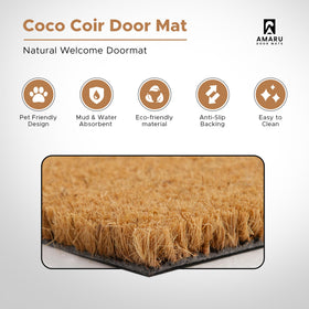 AMARU DOOR MATS Hi-Bye Cat entryway mat shown on a porch for curb appeal.