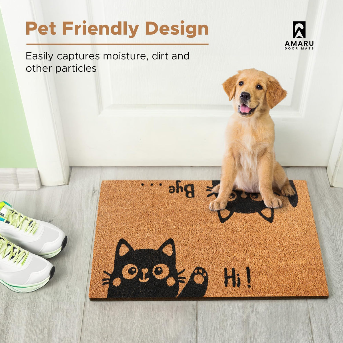 AMARU DOOR MATS Hi-Bye Cat gift-ready packaging for housewarming or birthdays.