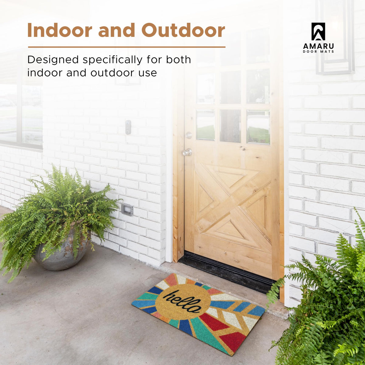 AMARU DOOR MATS natural coconut fiber material offers durable outdoor indoor use.