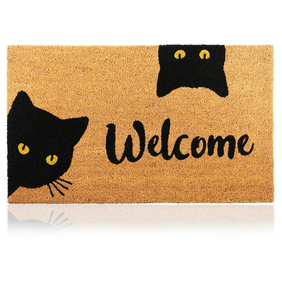 AMARU Welcome Cats mat 17x29 front door anti-slip backing for safe arrival