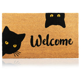 AMARU Welcome Cats mat 17x29 front door anti-slip backing for safe arrival