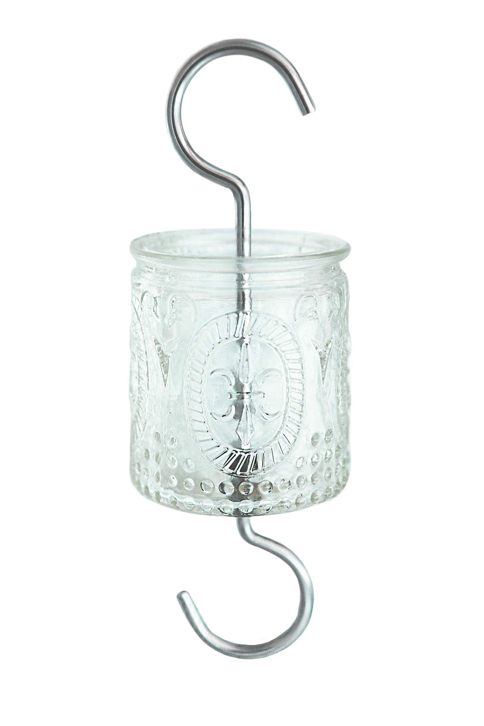 AMAURAS 4oz vintage glass ant moat attached to hummingbird feeder, enhances protection