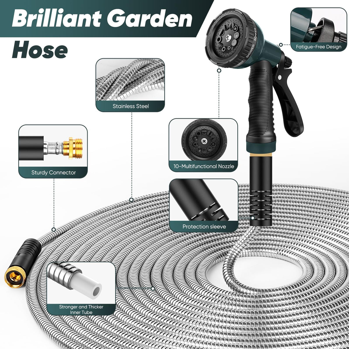 Amayrose 10-function nozzle with ergonomic grip for versatile tasks