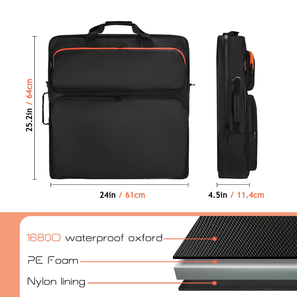 Amazing Fair bag features two front pockets for cables and phones