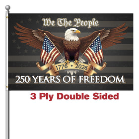 Amazing Flag Kingdom 250th anniversary flag, double-sided for outdoor visibility.