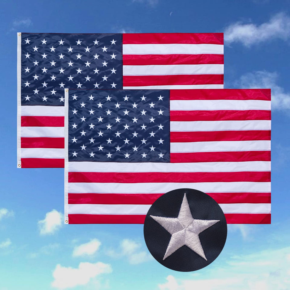 Amazing Flag Kingdom American flag 3x5 outdoor fluttering in wind, all-weather durability in action.