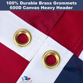 Reinforced corners and stitched edges on an Amazing Flag Kingdom flag resist fraying.
