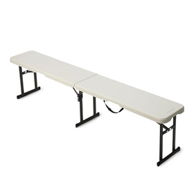Amazon Basics 6ft foldable bench in use indoors or outdoors for versatile seating