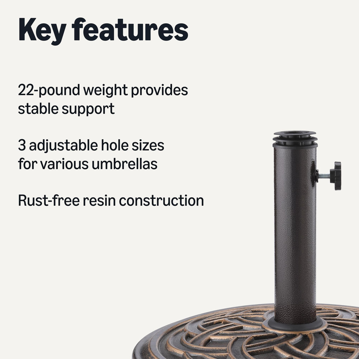 Amazon Basics textured resin stand resists rust for long-lasting outdoor use