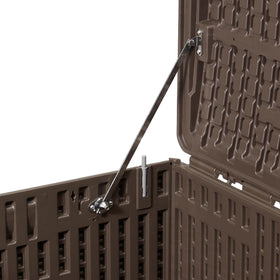 Amazon Basics brown wicker-pattern finish blends with patio decor and adds style.