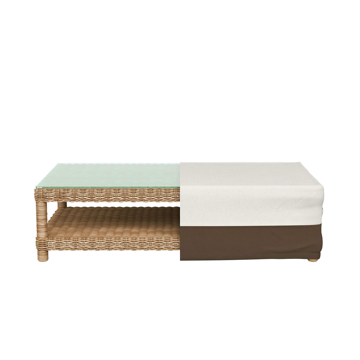 Amazon Basics coffee table cover showing sturdy interlocking seams for durability