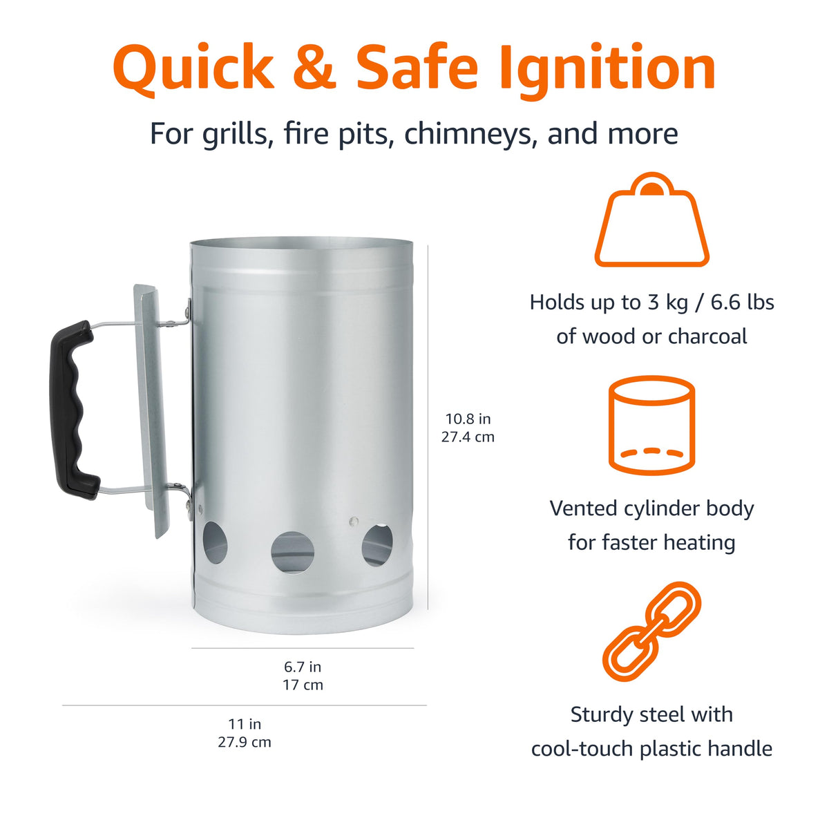 Amazon Basics cool-touch handle detail emphasizes safe, comfortable handling.