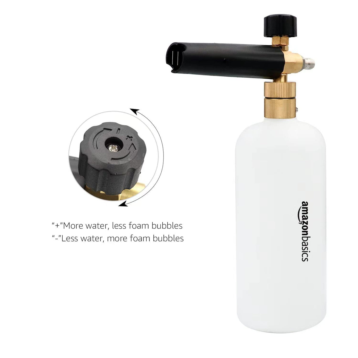 Amazon Basics foam cannon adjustable nozzle lets you tailor foam.