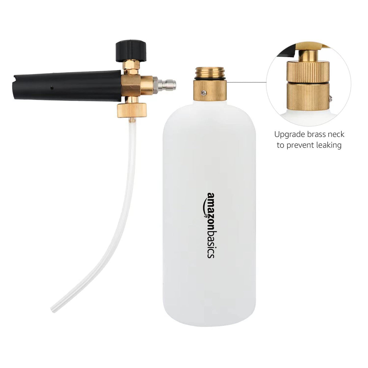 Amazon Basics foam cannon quick-connector enables fast pressure-washer attachment.