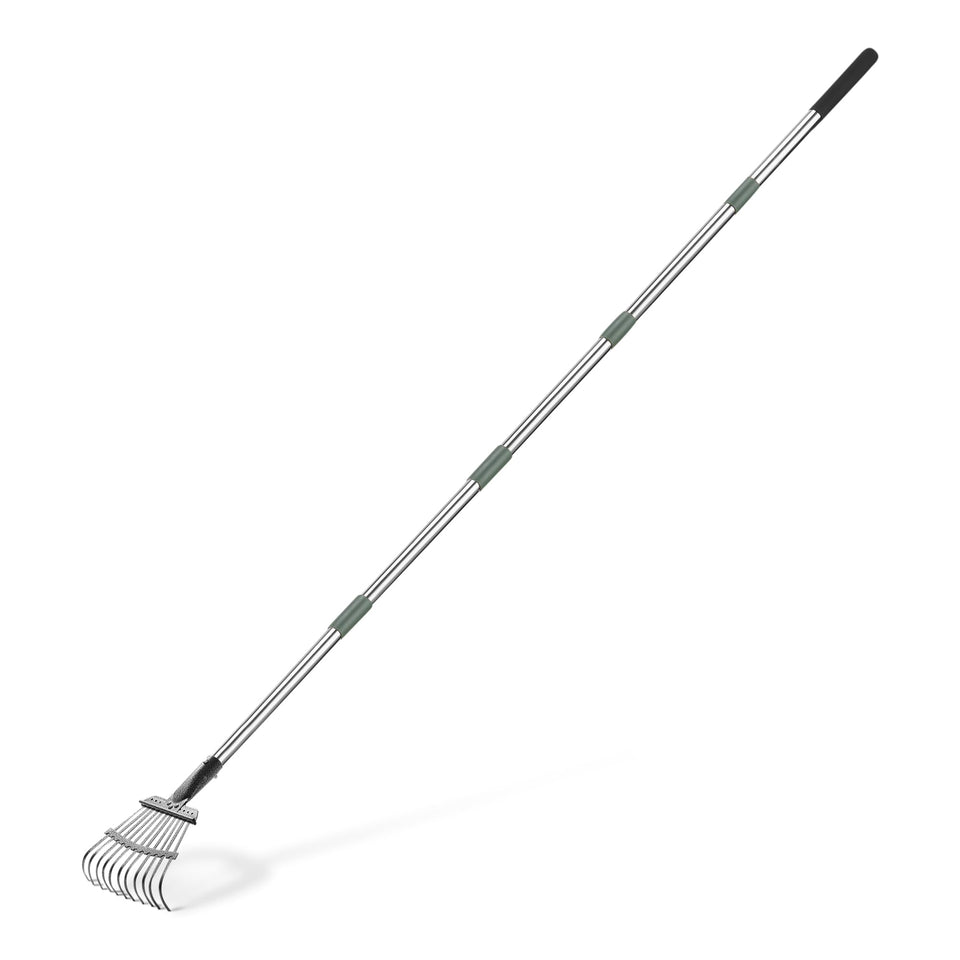 Amazon Basics garden rake with compact-size for easy storage and travel