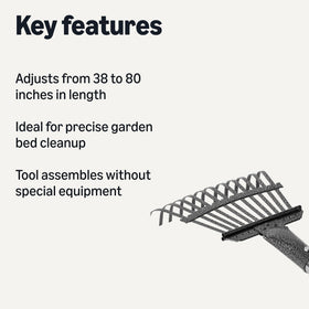 Amazon Basics garden rake with extended 80-51-inch handle aids tall users