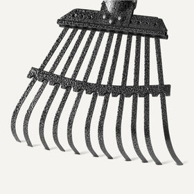 Amazon Basics garden rake assembly shown for quick, tool-free setup