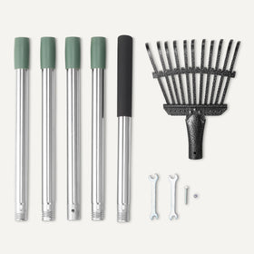 Amazon Basics garden rake ergonomic grip design for comfortable yard work