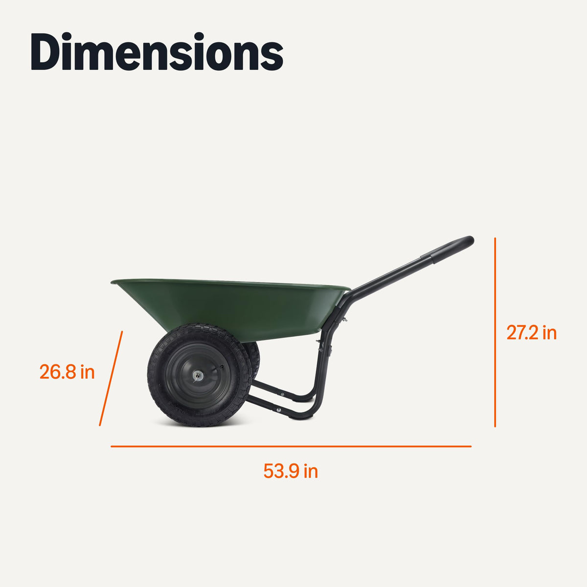 Amazon Basics wheelbarrow compact storage and easy tipping design