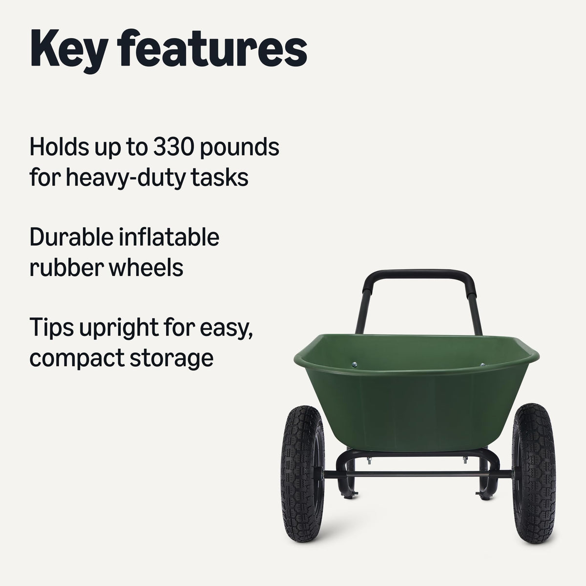 Amazon Basics wheelbarrow large capacity ideal for soil and rocks