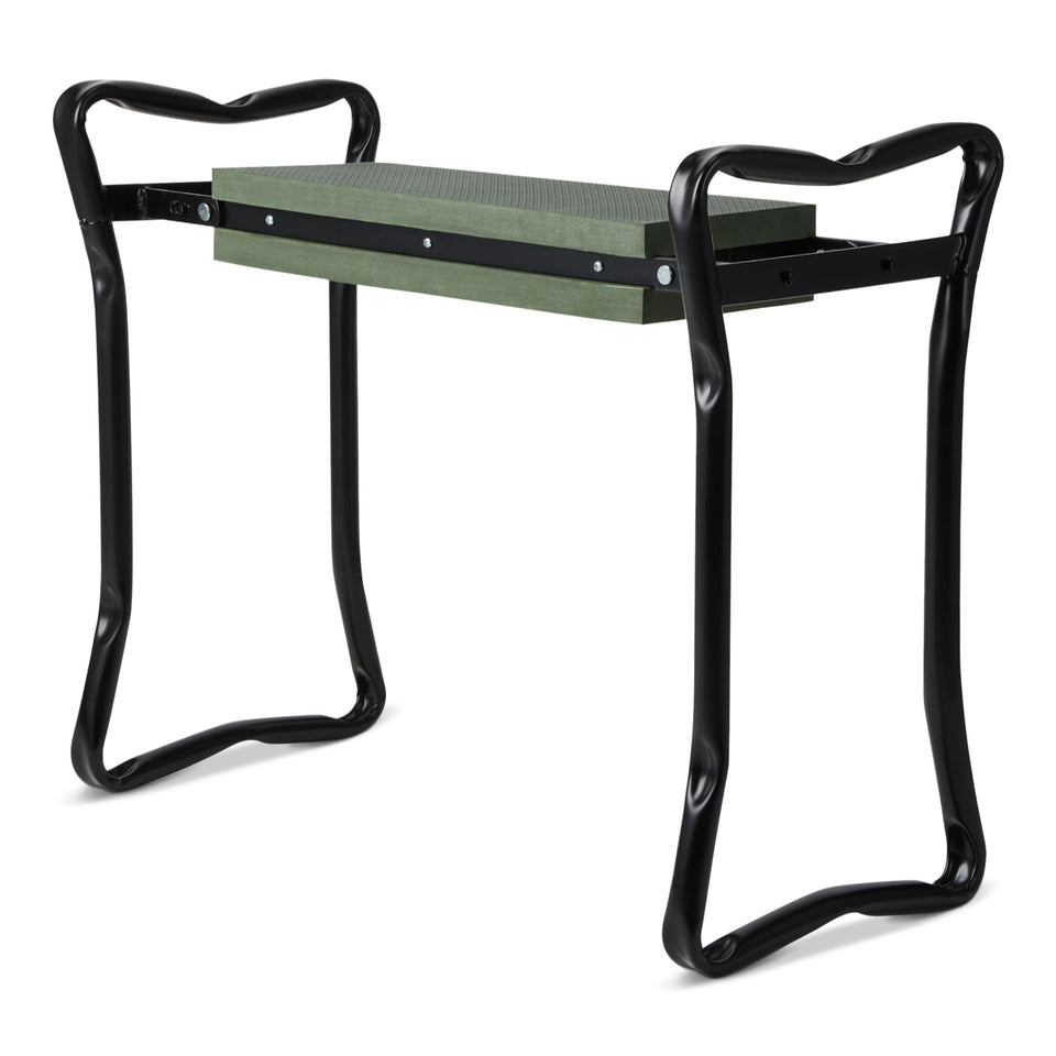 Amazon Basics gardening stool foldable kneeler viewed from top, compact for storage.