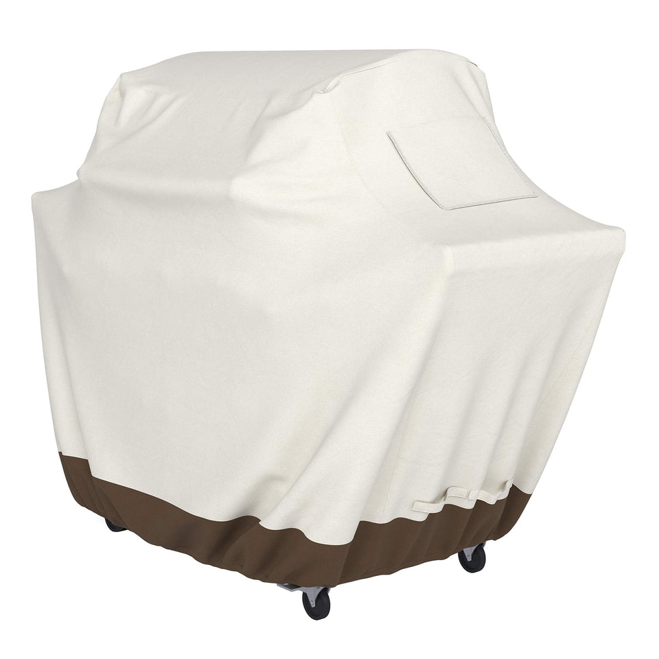 Amazon Basics gas grill cover 65-inch front view protects against rain and sun.
