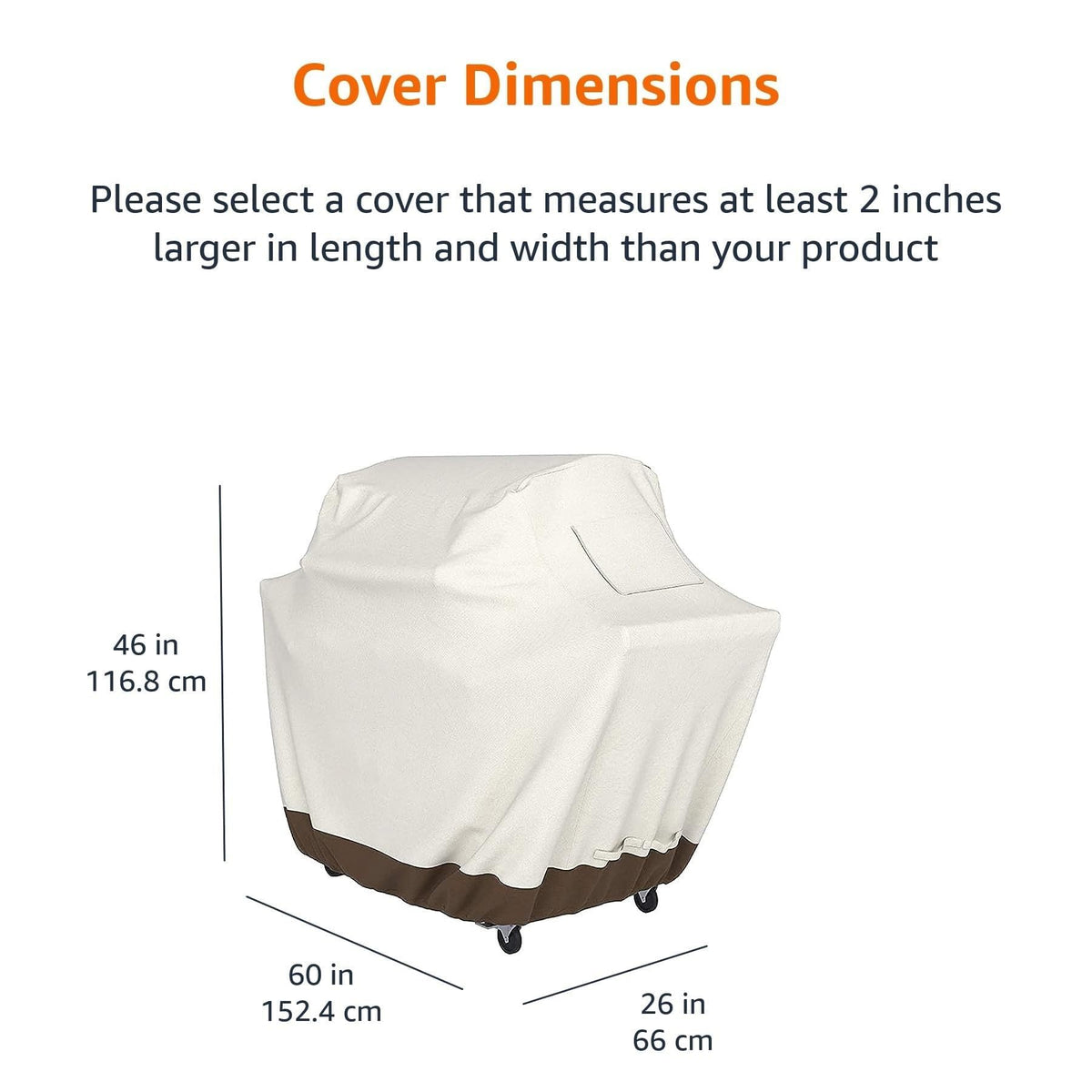 Amazon Basics gas grill cover reinforced stitched seams for durability.