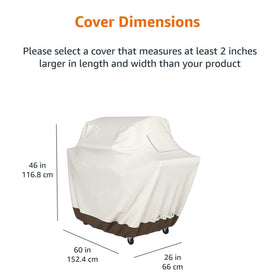 Amazon Basics gas grill cover reinforced stitched seams for durability.