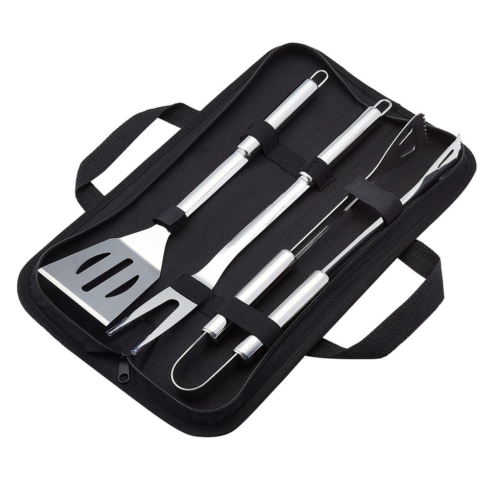 Amazon Basics grilling spatula with rust-resistant stainless steel for durable outdoor cooking.