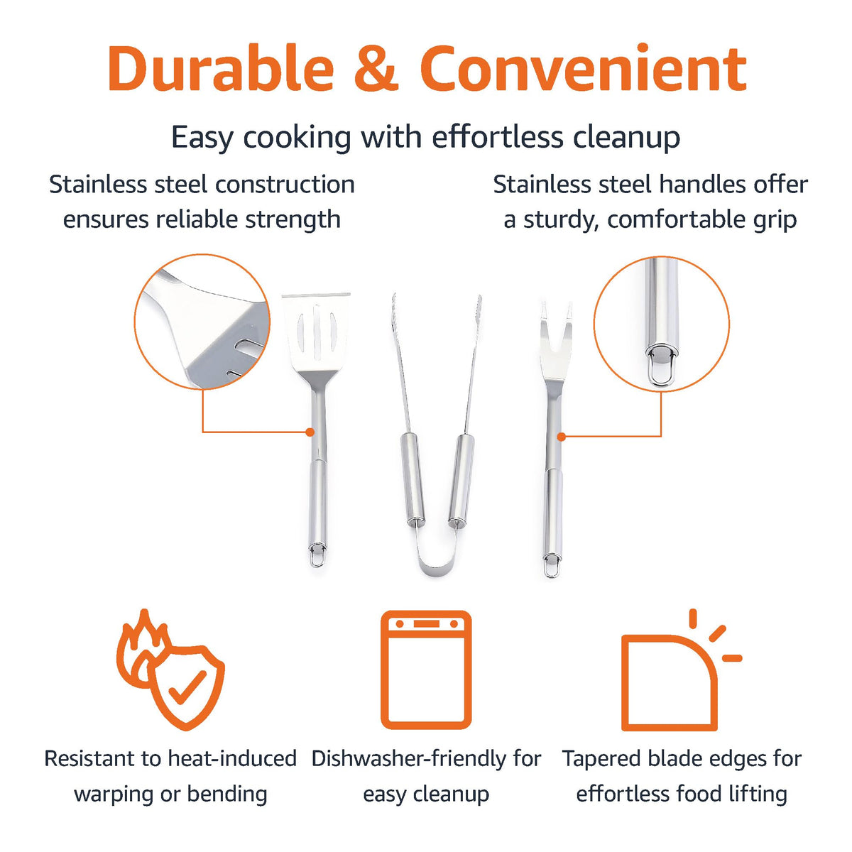 Amazon Basics grilling tongs designed in stainless steel for secure grip and easy maneuvering.