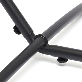 Amazon Basics heavy-duty hammock stand demonstrates easy assembly and durable materials